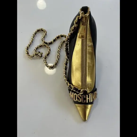 Moschino Bag High Heels Shoes Black And Gold Rare And Collectible -Jeremy Scott - Picture 5 of 8